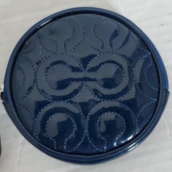 Coach Navy Leather Pouch Coin Wallet Change Purse Accessory Case BAG WOMEN'S - Picture 3 of 16